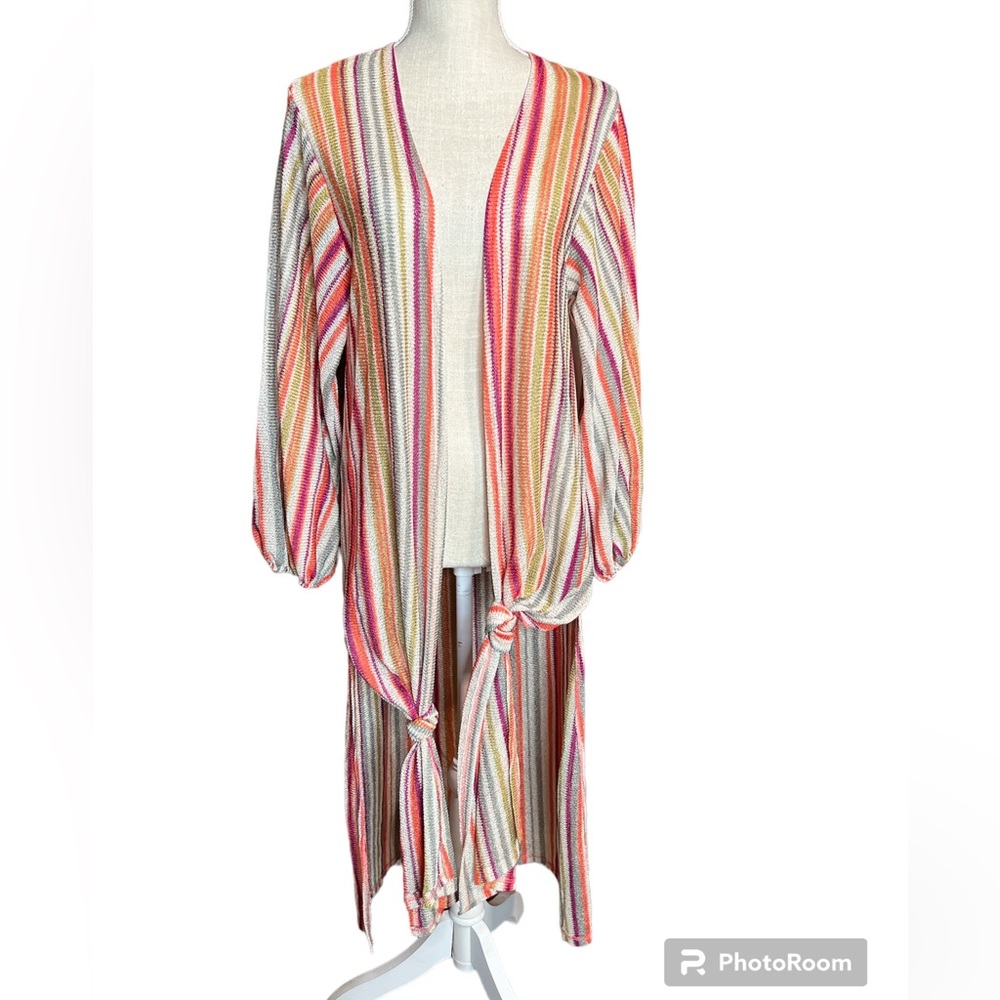 Glitzy Girlz Knit Multi Colored Striped Duster/Cardigan